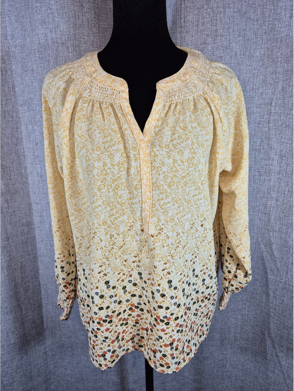 Size P/S Women’s Wonderly Floral Boho Peasant Blouse High-Low Hem